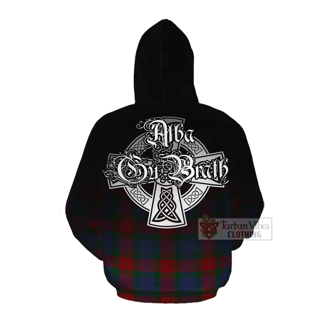 Tartan Vibes Clothing Mar Tartan Cotton Hoodie Featuring Alba Gu Brath Family Crest Celtic Inspired