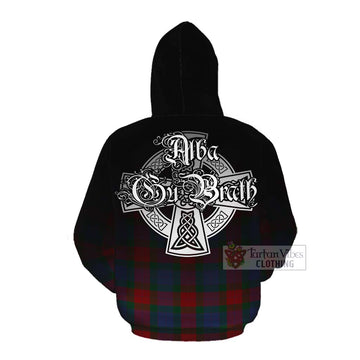 Tartan Vibes Clothing Mar Tartan Cotton Hoodie Featuring Alba Gu Brath Family Crest Celtic Inspired