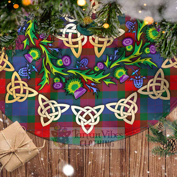 Tartan Vibes Clothing Mar Tartan Christmas Tree Skirt with Thistle Celtic Knot Style