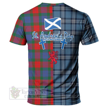 Mar Tartan T-Shirt Happy St. Andrew's Day Half Tartan Style - Tartan Vibes Clothing