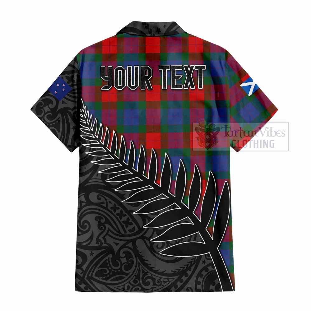 Mar Crest Tartan Hawaiian Shirt with New Zealand Silver Fern Half Style - Tartan Vibes Clothing