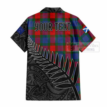 Mar Crest Tartan Hawaiian Shirt with New Zealand Silver Fern Half Style - Tartan Vibes Clothing