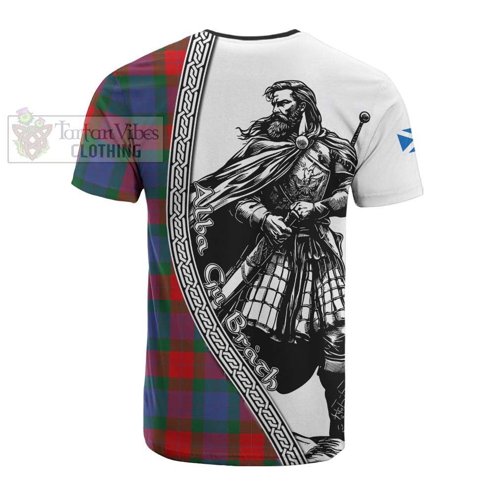 Mar Tartan Clan Crest Cotton T-shirt with Highlander Warrior Celtic Style - Tartan Vibes Clothing