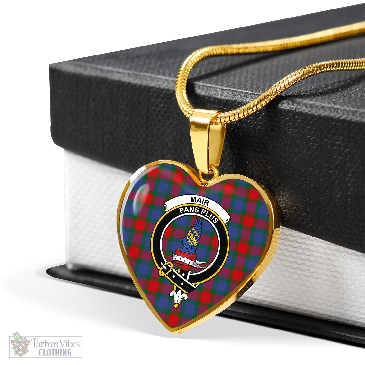 Mar Tartan Heart Necklace with Family Crest - Tartan Vibes Clothing