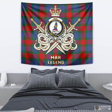 Mar Tartan Tapestry with Clan Crest and the Golden Sword of Courageous Legacy - Tartan Vibes Clothing