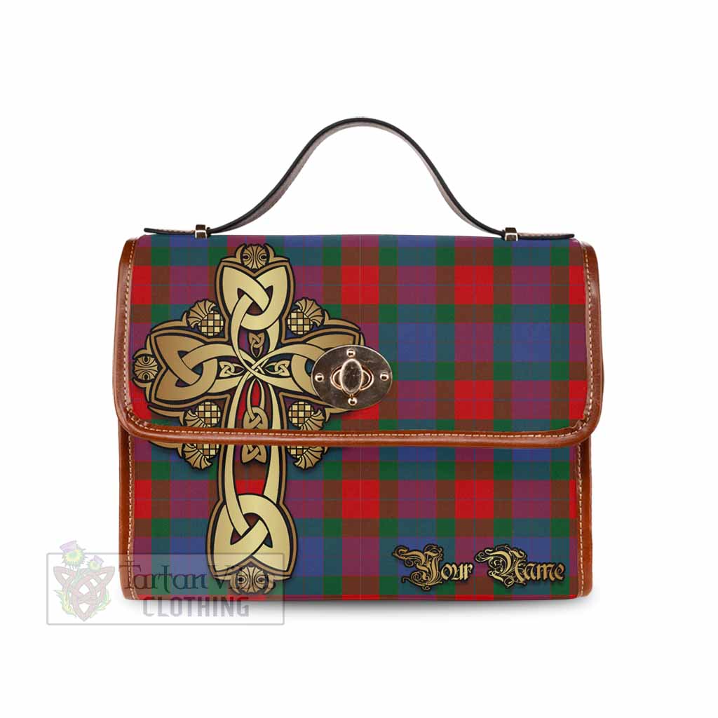Tartan Vibes Clothing Mar Tartan Waterproof Canvas Bag Golden Thistle Celtic Cross Style