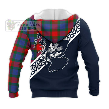 Mar Tartan Knitted Hoodie Featuring Thistle and Scotland Map - Tartan Vibes Clothing