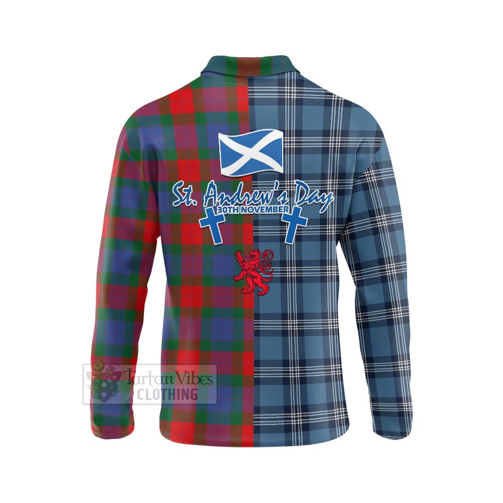 Mar Tartan Long Sleeve Polo Shirt Happy St. Andrew's Day Half Tartan Style - Tartan Vibes Clothing