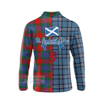 Mar Tartan Long Sleeve Polo Shirt Happy St. Andrew's Day Half Tartan Style - Tartan Vibes Clothing