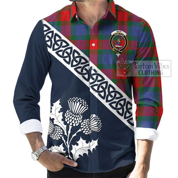 Mar Tartan Long Sleeve Button Shirt Featuring Thistle and Scotland Map Men's Shirt - Tartan Vibes Clothing