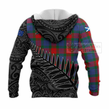 Mar Crest Tartan Knitted Hoodie with New Zealand Silver Fern Half Style - Tartan Vibes Clothing