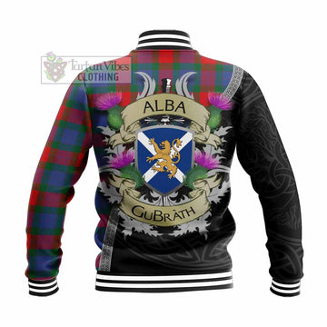 Mar Tartan Family Crest Baseball Jacket Lion Rampant Royal Thistle Shield Celtic Inspired - Tartan Vibes Clothing
