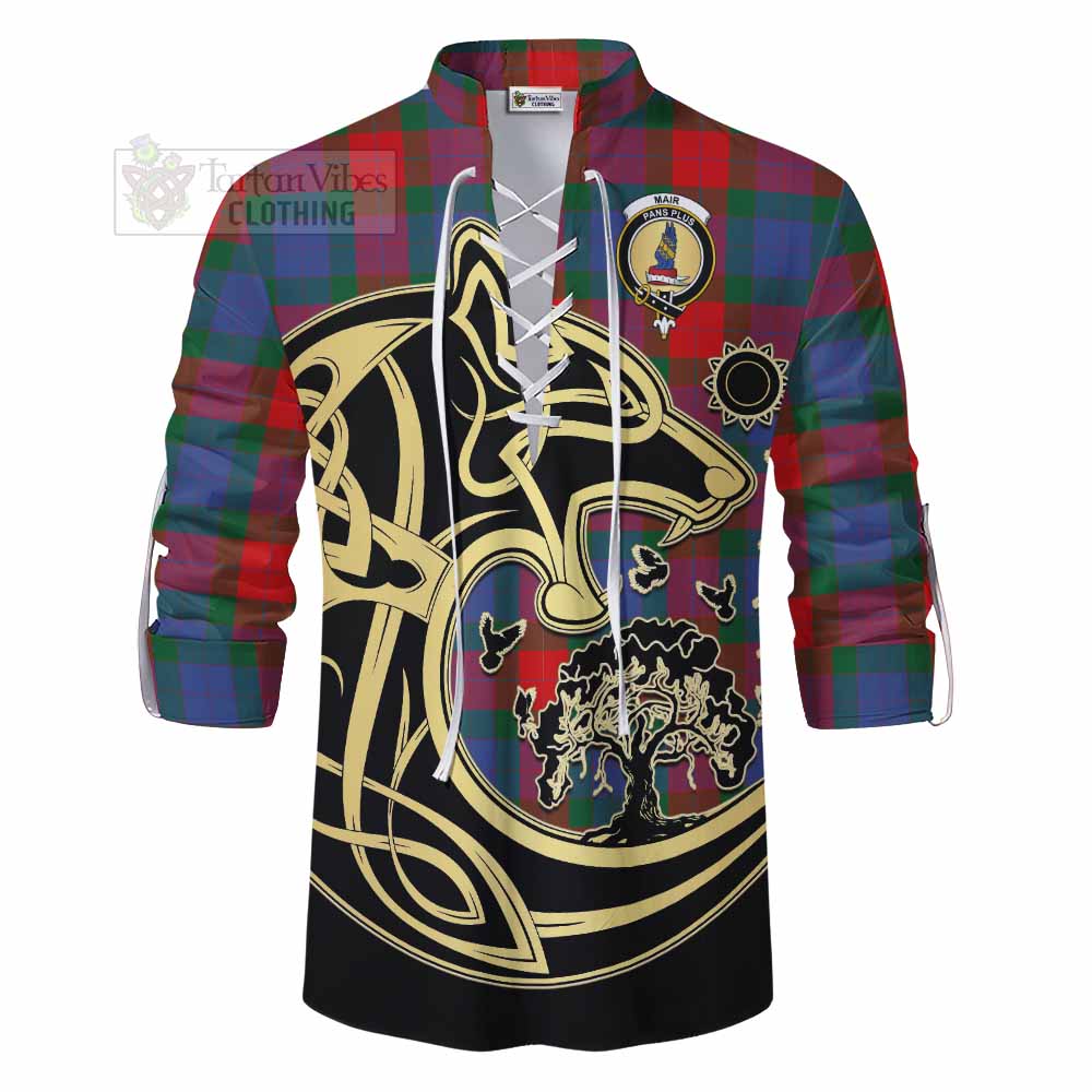 Mar Tartan Ghillie Kilt Shirt with Family Crest Celtic Wolf Style - Tartan Vibes Clothing