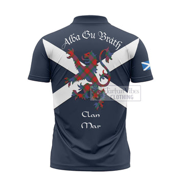 Mar Tartan Lion Rampant Zipper Polo Shirt Proudly Display Your Heritage with Alba Gu Brath and Clan Name - Tartan Vibes Clothing