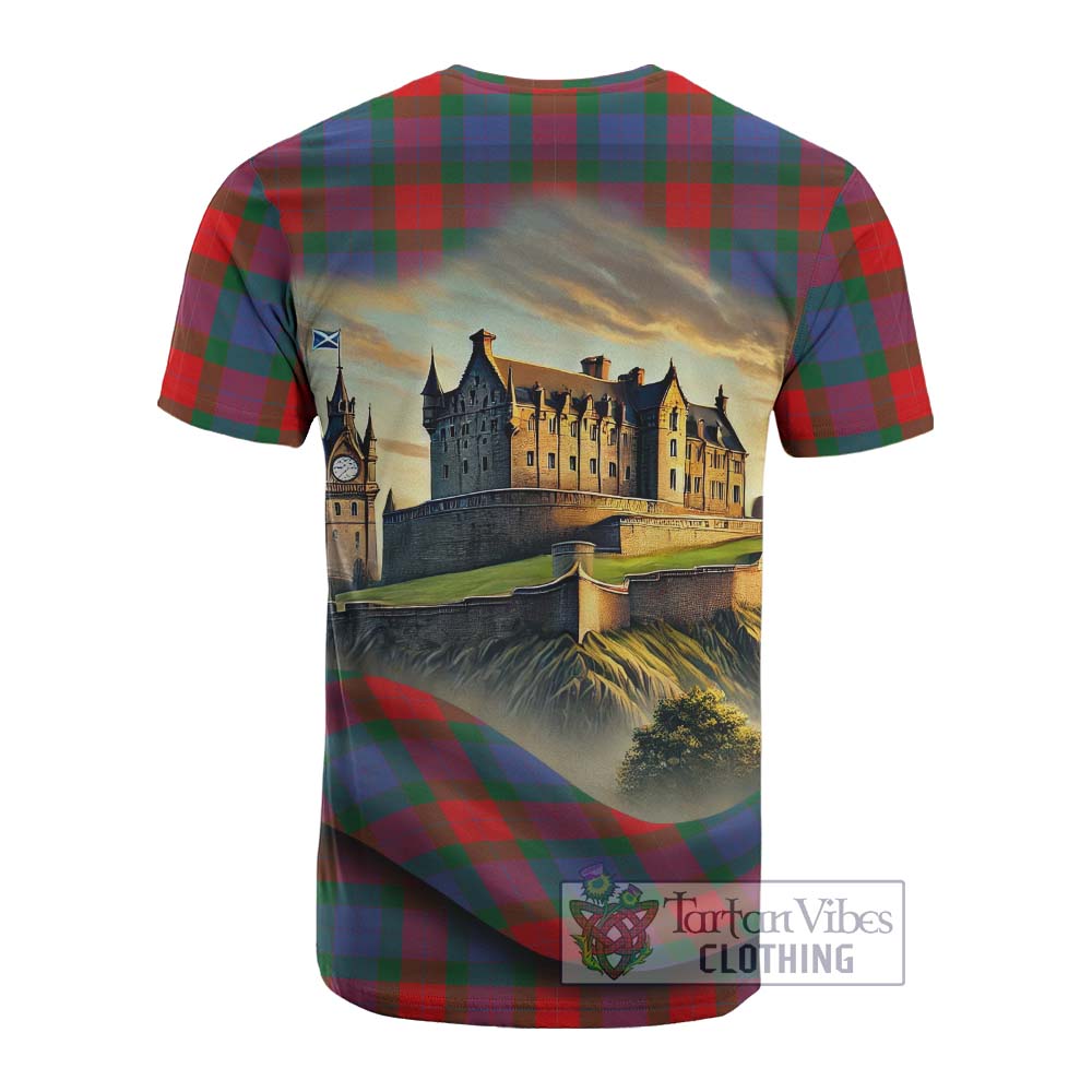 Mar Tartan Family Crest Cotton T-shirt with Scottish Ancient Castle Style - Tartan Vibes Clothing