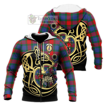 Mar Tartan Knitted Hoodie with Family Crest Celtic Wolf Style Unisex Knitted Zip Hoodie - Tartan Vibes Clothing
