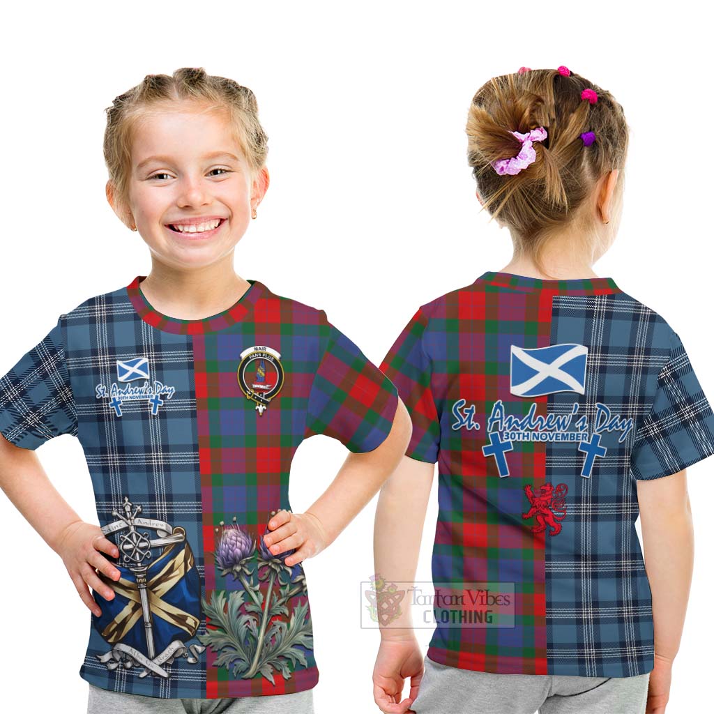 Mar Tartan Kid T-Shirt Happy St. Andrew's Day Half Tartan Style - Tartan Vibes Clothing
