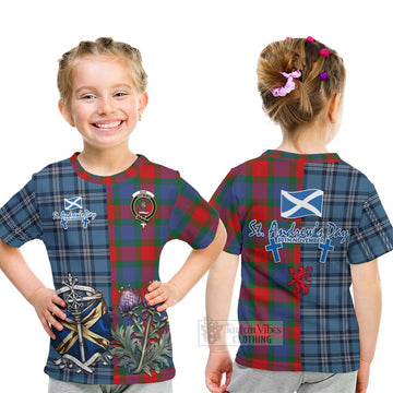 Mar Tartan Kid T-Shirt Happy St. Andrew's Day Half Tartan Style - Tartan Vibes Clothing