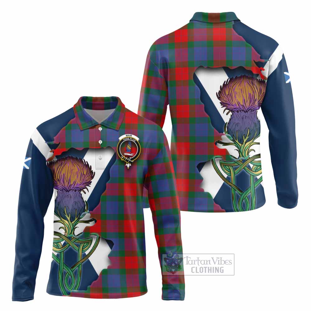 Mar Tartan Family Crest Long Sleeve Polo Shirt Scottish Thistle Celtic Inspired - Tartan Vibes Clothing