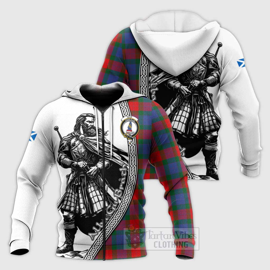 Mar Tartan Clan Crest Knitted Hoodie with Highlander Warrior Celtic Style Unisex Knitted Zip Hoodie - Tartan Vibes Clothing