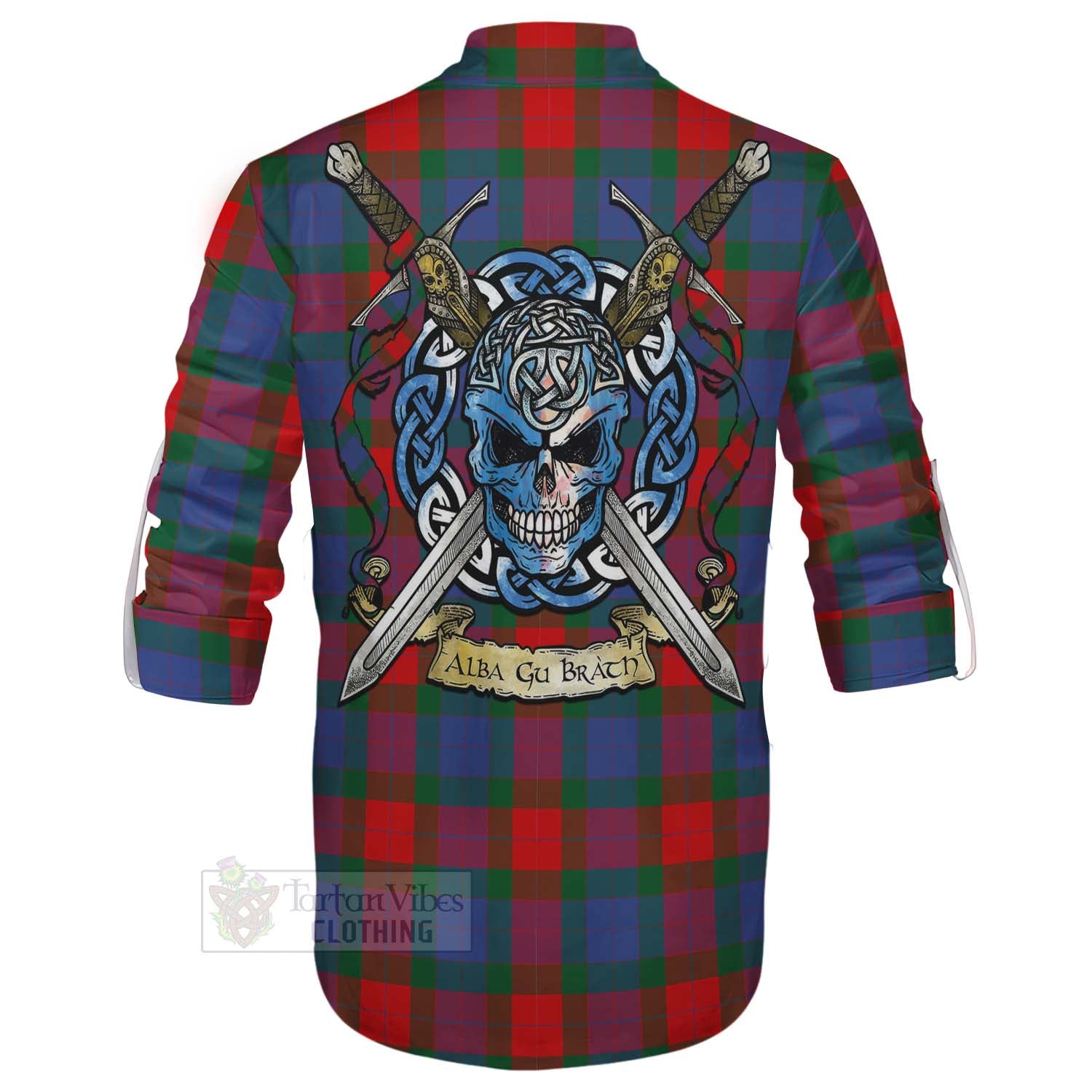 Mar Tartan Ghillie Kilt Shirt with Family Crest Celtic Skull Style - Tartan Vibes Clothing
