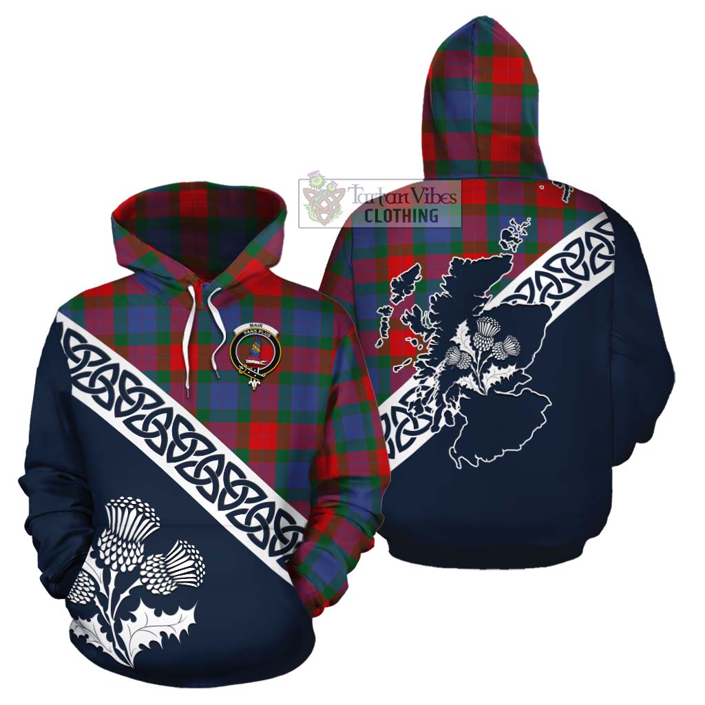 Mar Tartan Cotton Hoodie Featuring Thistle and Scotland Map Zip Hoodie - Tartan Vibes Clothing