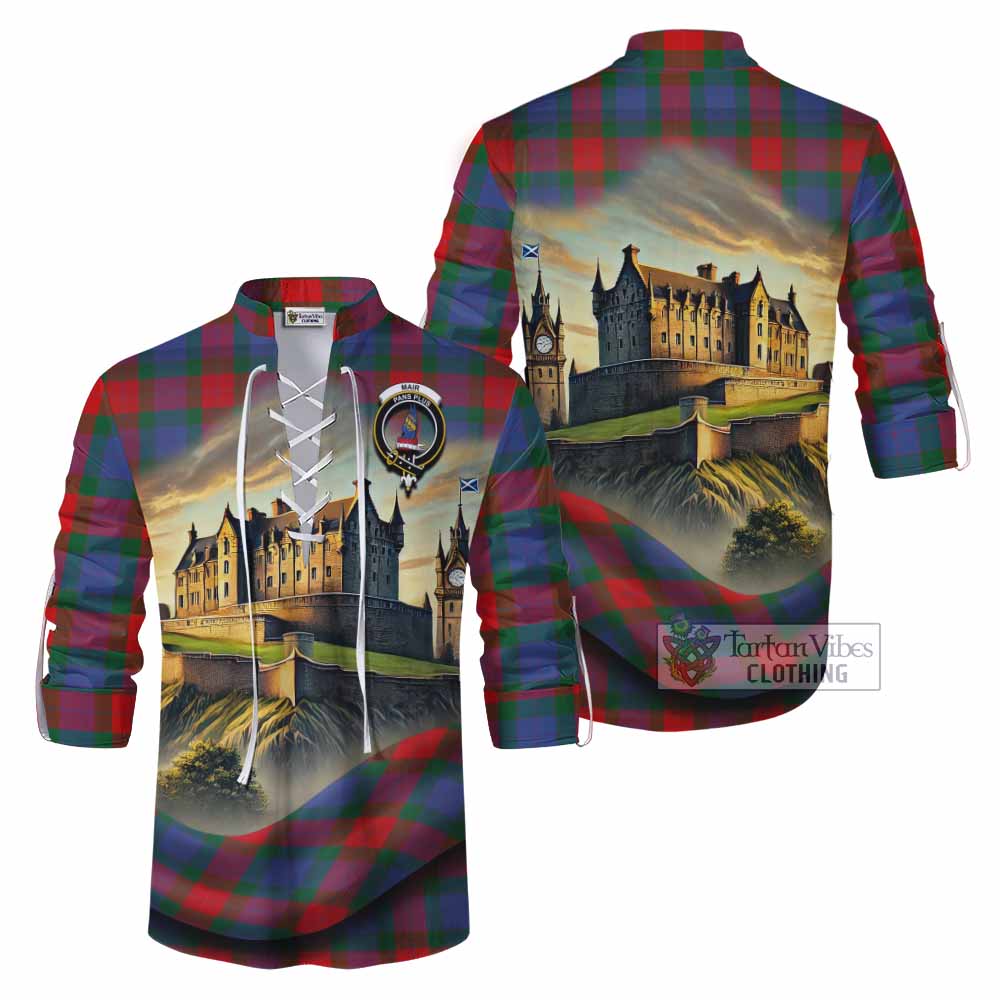 Mar Tartan Family Crest Ghillie Kilt Shirt with Scottish Ancient Castle Style - Tartan Vibes Clothing
