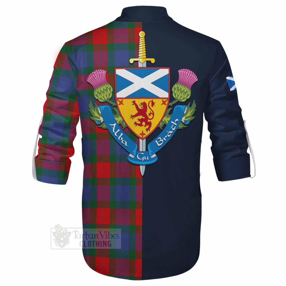 Mar Tartan Ghillie Kilt Shirt Alba with Scottish Lion Royal Arm Half Style - Tartan Vibes Clothing