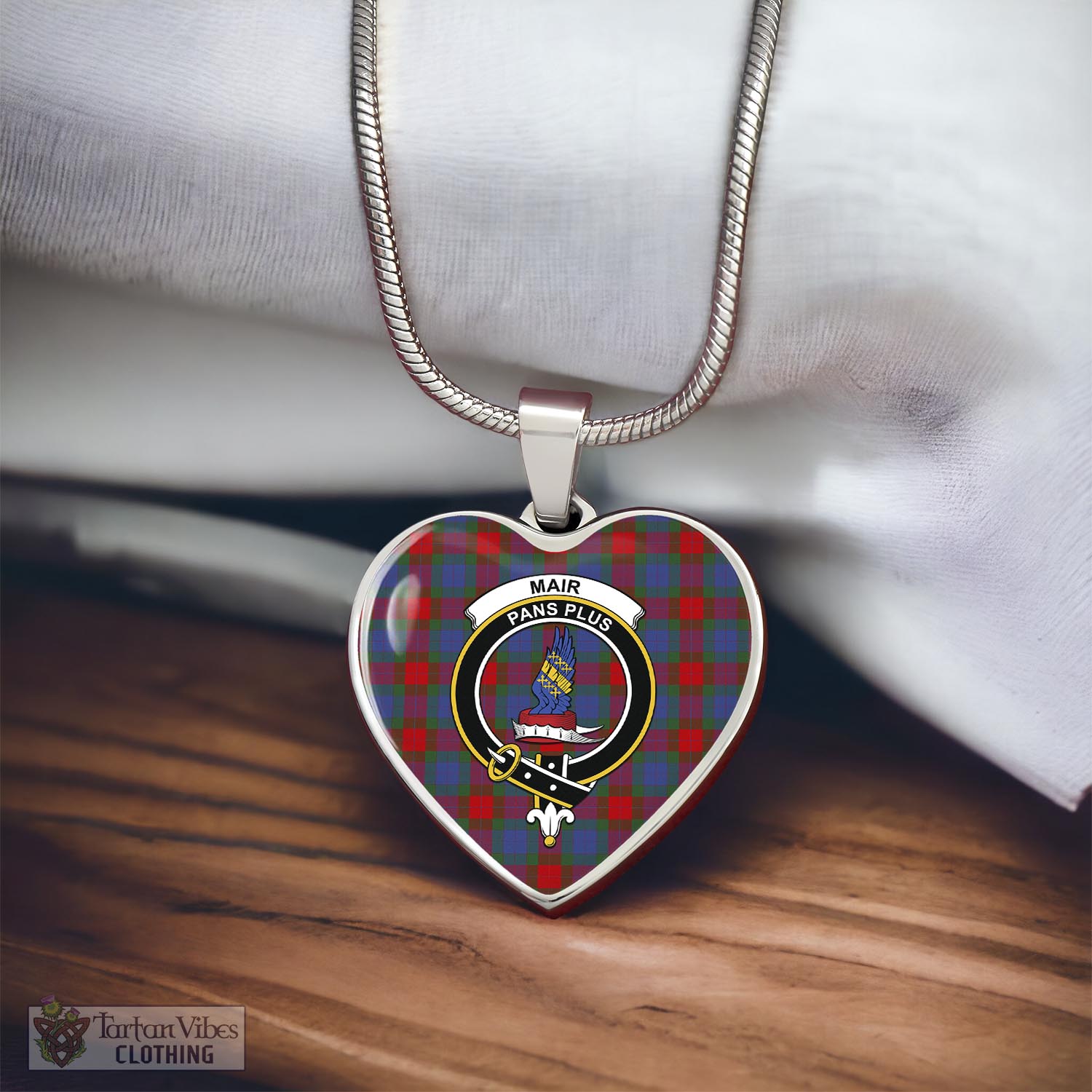Mar Tartan Heart Necklace with Family Crest - Tartan Vibes Clothing