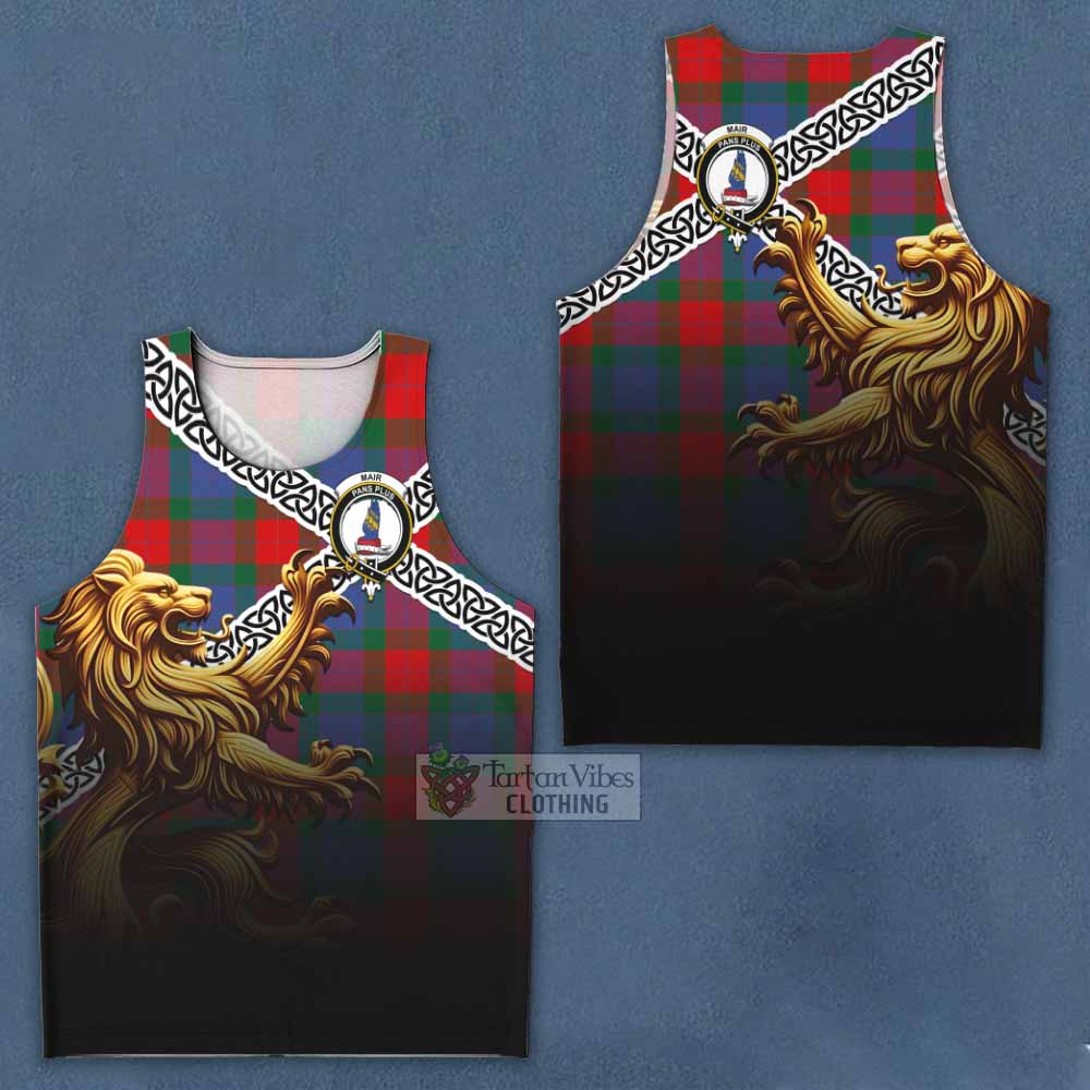 Mar Crest Tartan Men's Tank Top with Golden Lion Emblem Celtic Style - Tartan Vibes Clothing