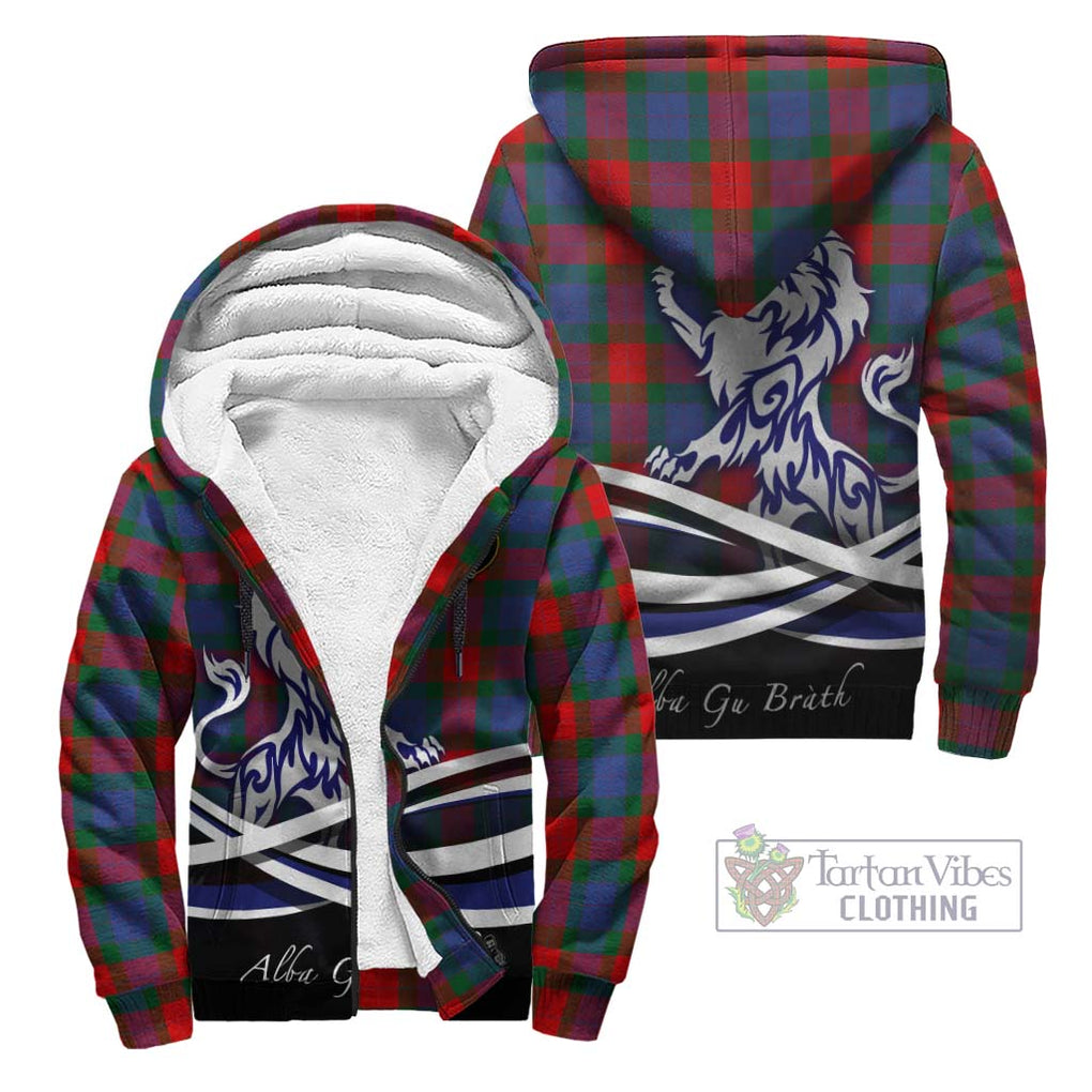 Mar Tartan Sherpa Hoodie with Alba Gu Brath Regal Lion Emblem Unisex - Tartan Vibes Clothing