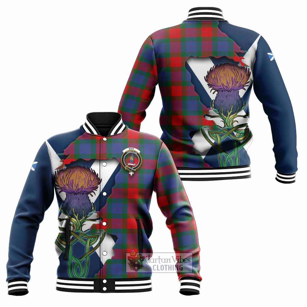 Mar Tartan Family Crest Baseball Jacket Scottish Thistle Celtic Inspired - Tartan Vibes Clothing