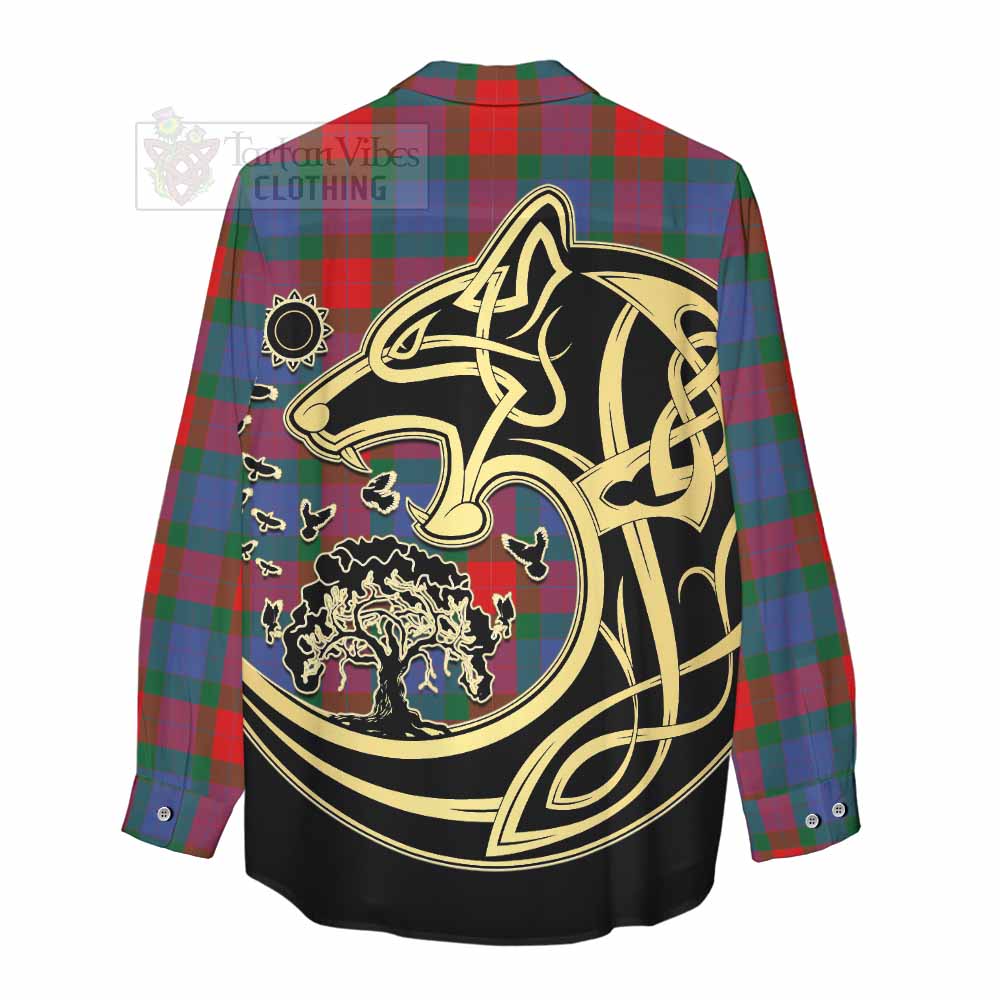 Mar Tartan Women's Casual Shirt with Family Crest Celtic Wolf Style - Tartan Vibes Clothing