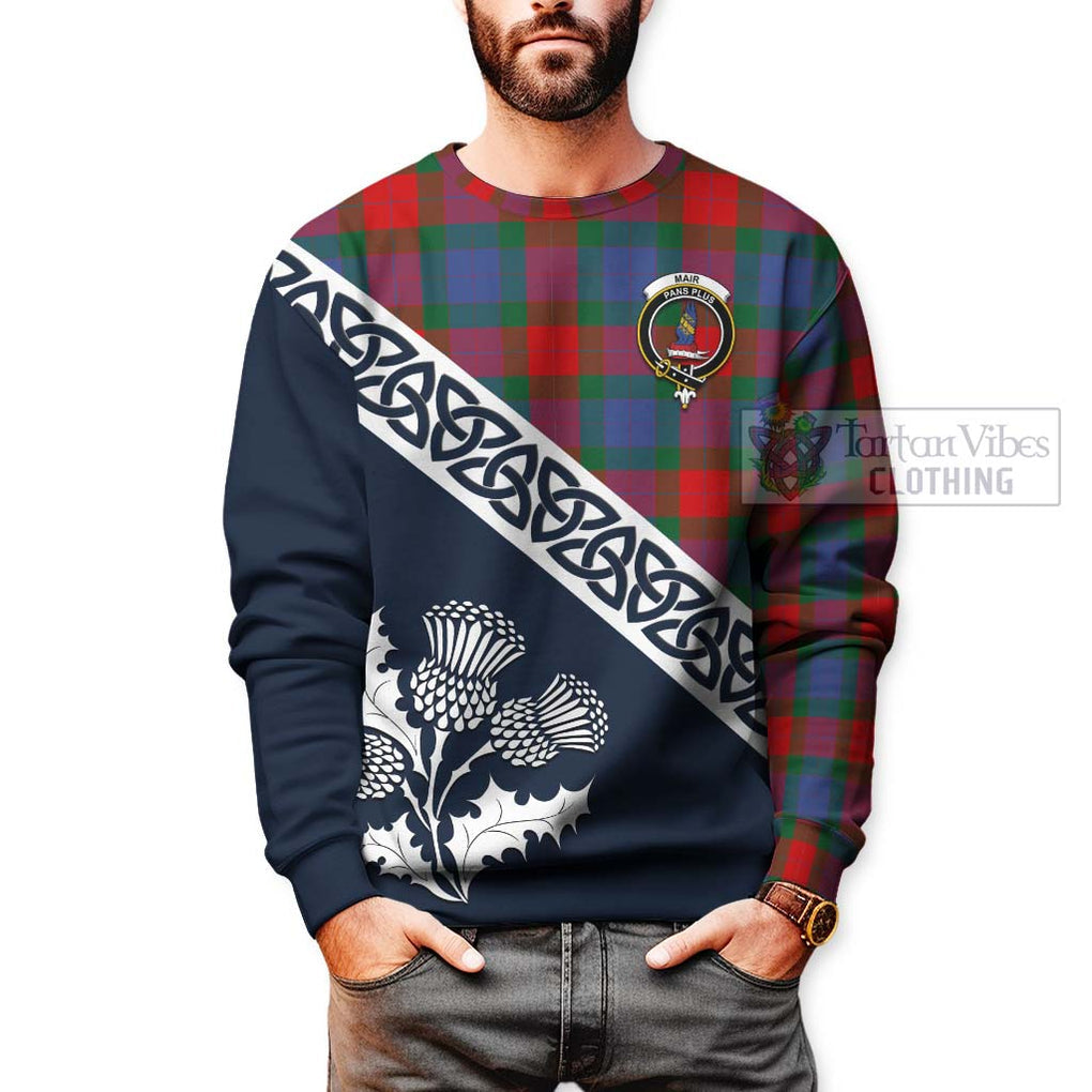 Mar Tartan Sweatshirt Featuring Thistle and Scotland Map - Tartan Vibes Clothing