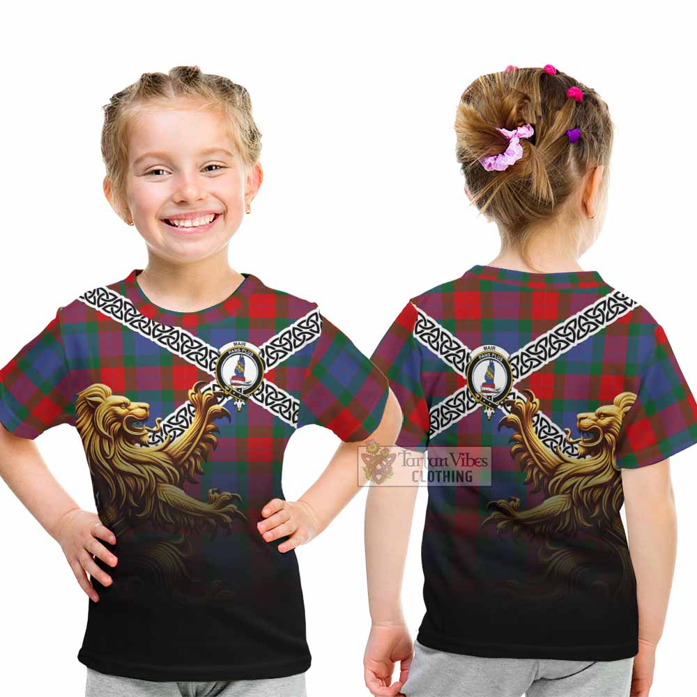 Mar Crest Tartan Kid T-Shirt with Golden Lion Emblem Celtic Style - Tartan Vibes Clothing