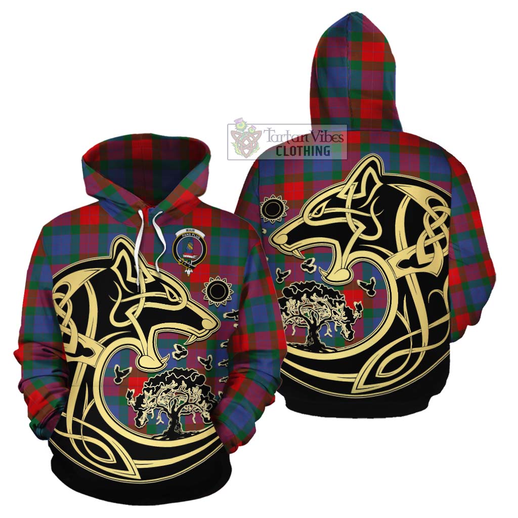 Mar Tartan Cotton Hoodie with Family Crest Celtic Wolf Style Zip Hoodie - Tartan Vibes Clothing