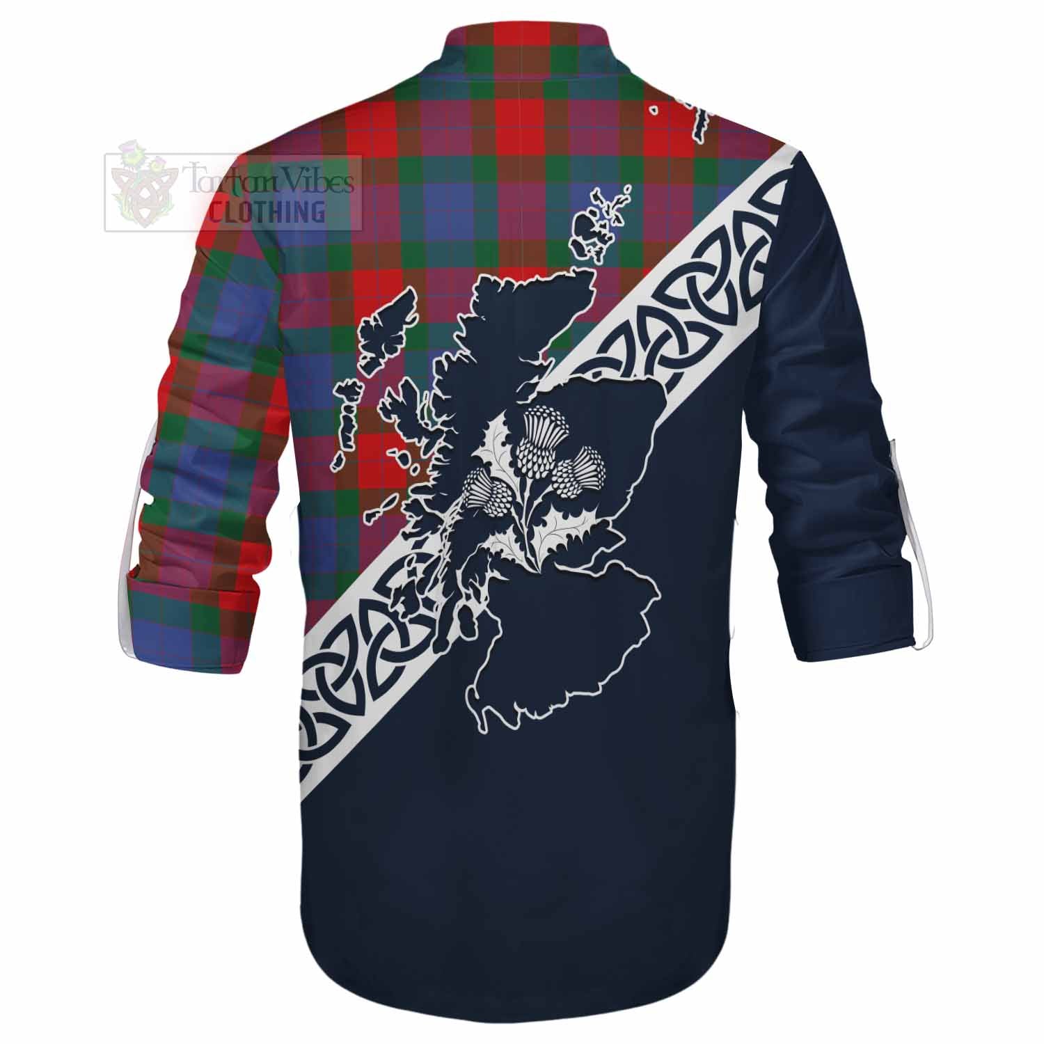 Mar Tartan Ghillie Kilt Shirt Featuring Thistle and Scotland Map - Tartan Vibes Clothing