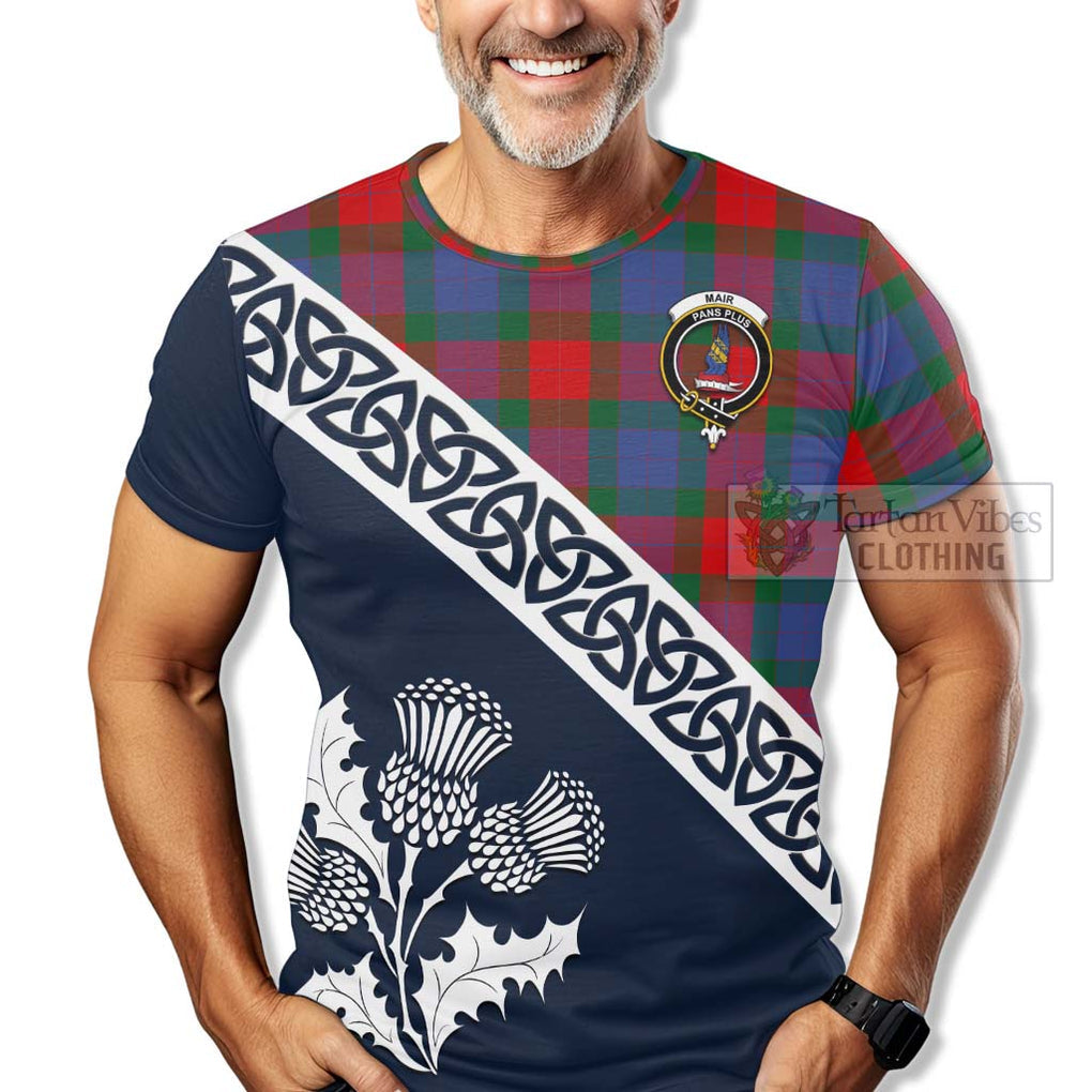 Mar Tartan T-Shirt Featuring Thistle and Scotland Map - Tartanvibesclothing Store