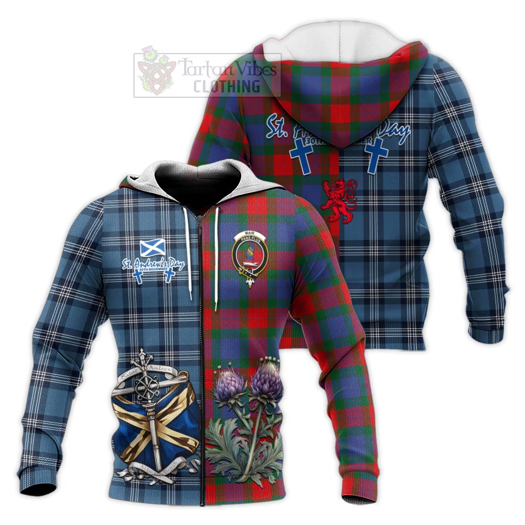 Mar Tartan Knitted Hoodie Happy St. Andrew's Day Half Tartan Style Unisex Knitted Zip Hoodie - Tartan Vibes Clothing