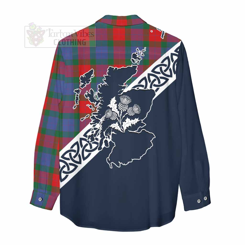 Mar Tartan Women's Casual Shirt Featuring Thistle and Scotland Map - Tartan Vibes Clothing