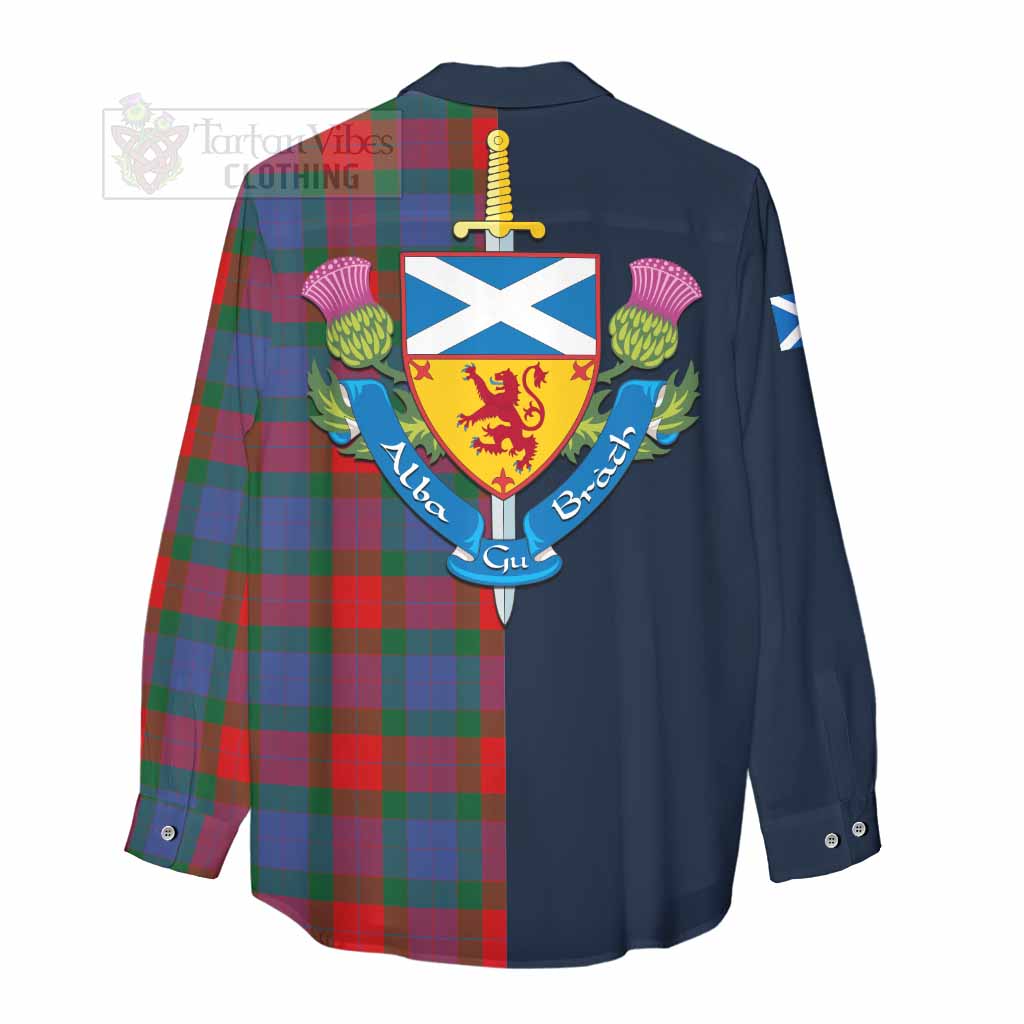 Mar Tartan Women's Casual Shirt Alba with Scottish Lion Royal Arm Half Style - Tartan Vibes Clothing