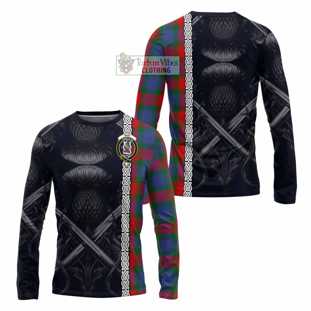 Mar Tartan Long Sleeve T-Shirt with Family Crest Cross Sword Thistle Celtic Vibes - Tartan Vibes Clothing