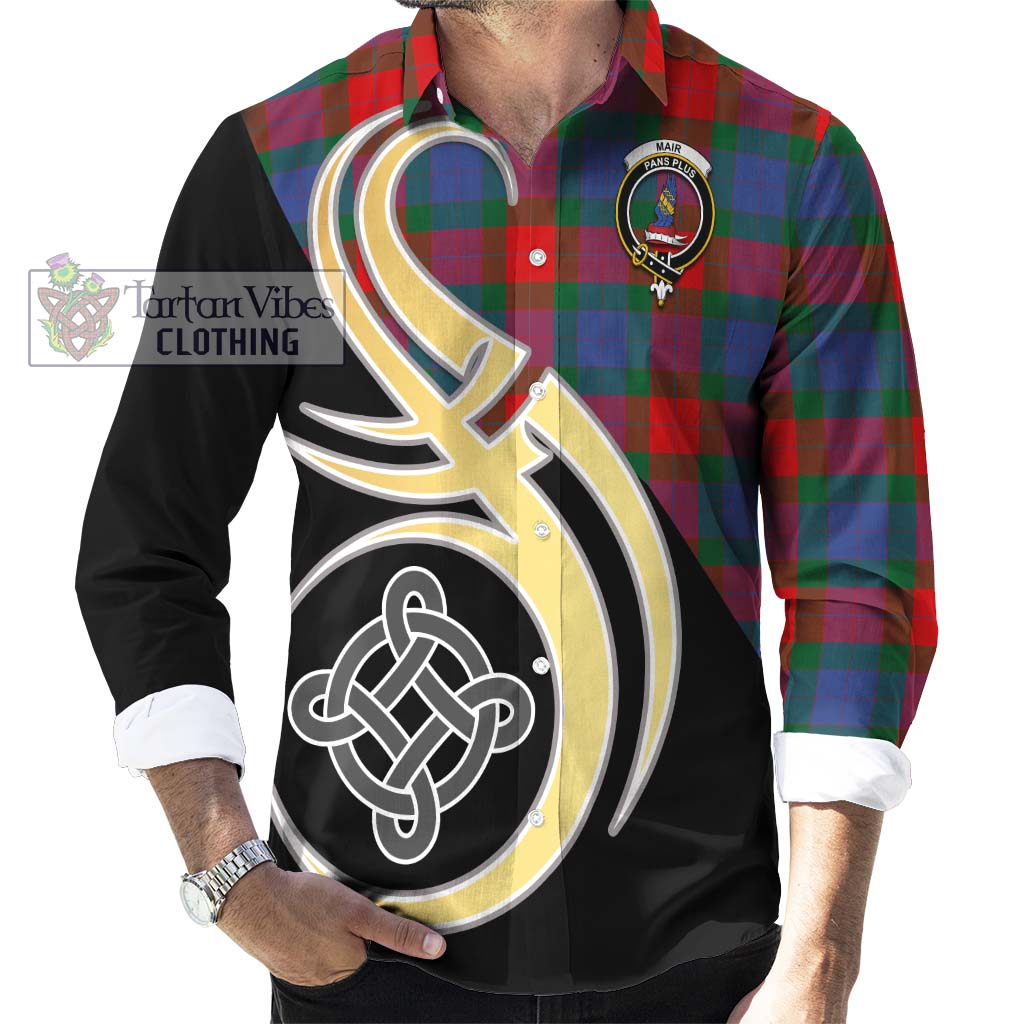 Mar Tartan Long Sleeve Button Shirt with Family Crest and Celtic Symbol Style - Tartan Vibes Clothing