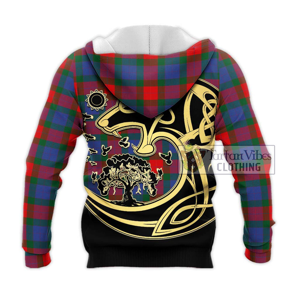 Mar Tartan Knitted Hoodie with Family Crest Celtic Wolf Style - Tartan Vibes Clothing