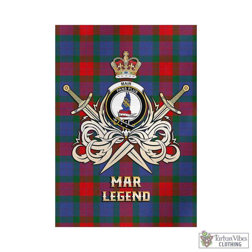 Tartan Vibes Clothing Mar Tartan Flag with Clan Crest and the Golden Sword of Courageous Legacy