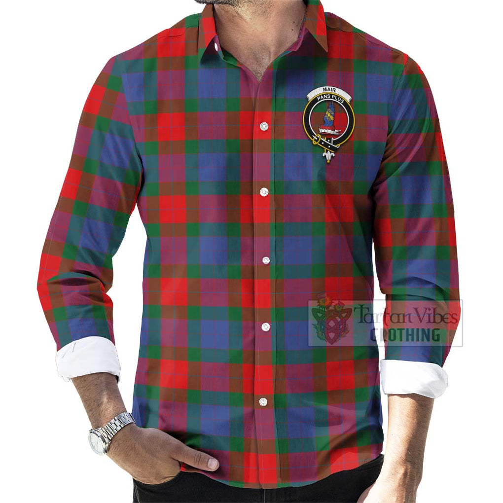 Mar Tartan Long Sleeve Button Shirt with Family Crest Celtic Skull Style - Tartan Vibes Clothing