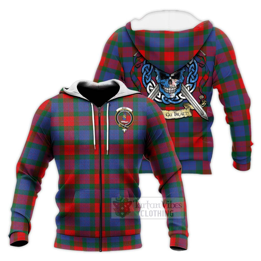 Mar Tartan Knitted Hoodie with Family Crest Celtic Skull Style Unisex Knitted Zip Hoodie - Tartan Vibes Clothing