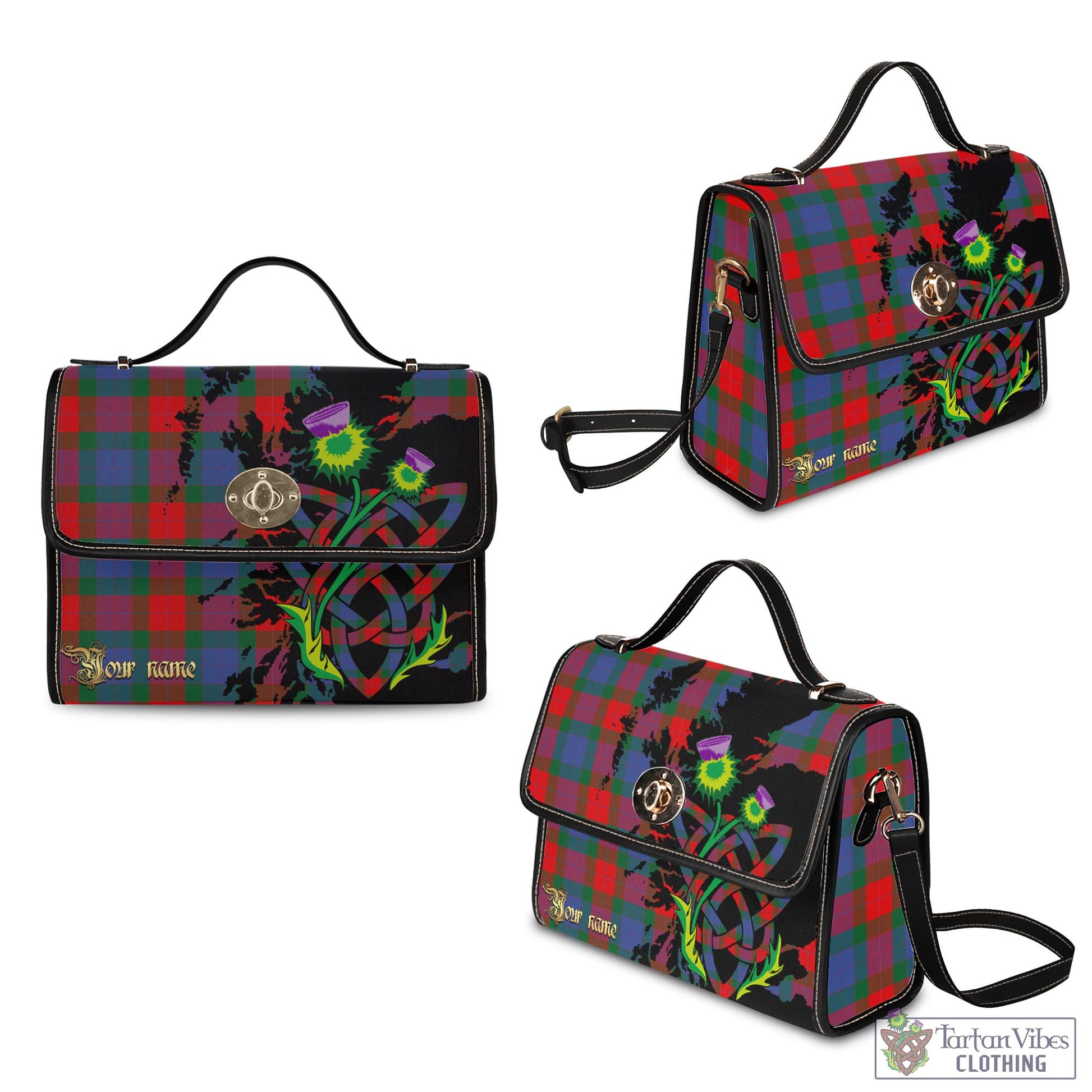 Tartan Vibes Clothing Mar Tartan Waterproof Canvas Bag with Scotland Map and Thistle Celtic Accents