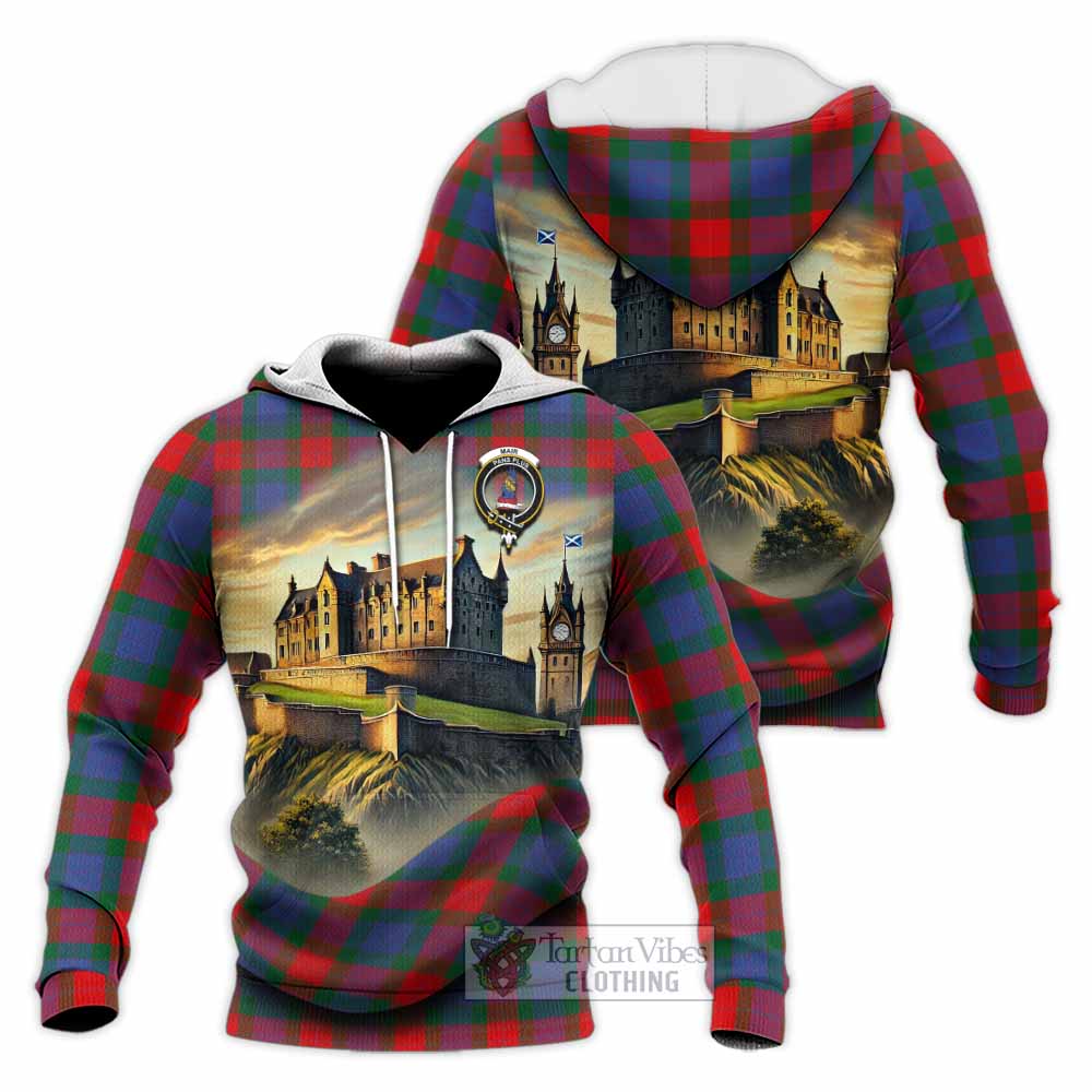 Mar Tartan Family Crest Knitted Hoodie with Scottish Ancient Castle Style - Tartan Vibes Clothing