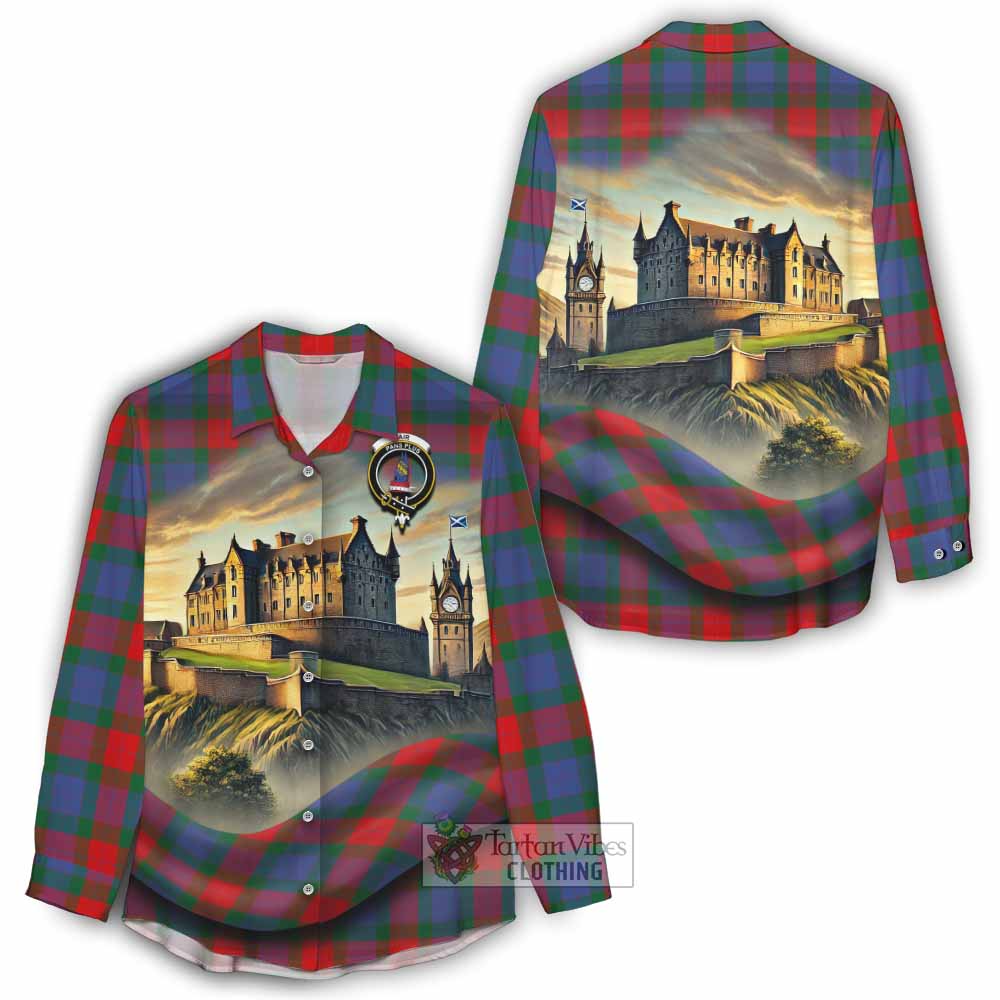 Mar Tartan Family Crest Women's Casual Shirt with Scottish Ancient Castle Style - Tartan Vibes Clothing